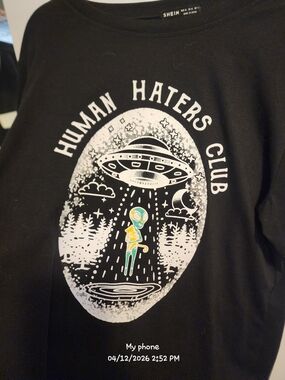SHEIN Black "Human Haters Club" Alien Graphic Tee